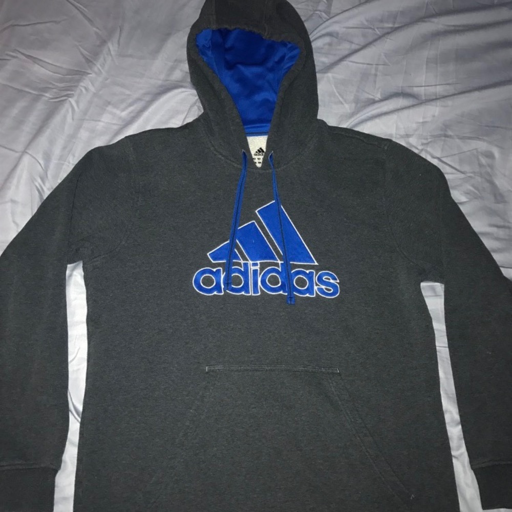 Gray & Blue Adidas Hoodie